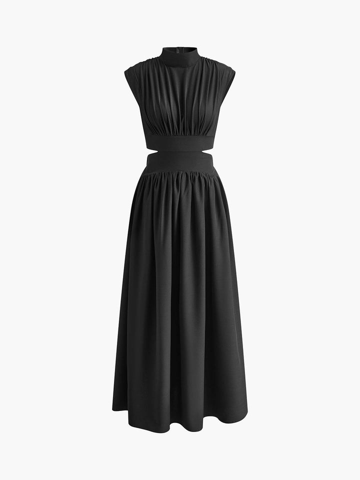 Stehkragen Maxikleid Damen | Maxikleid Damen Cutout Ärmellos | Festkleid Damen Romantisch Gewebt