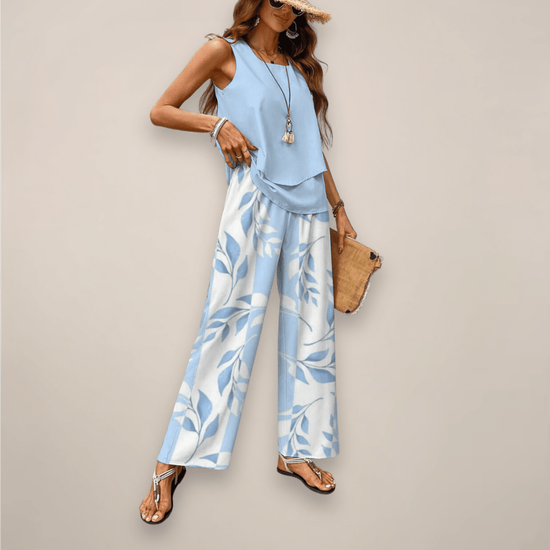 Hosenanzug Damen Sommer | Zweiteiler Top und Hose | Eleganter Twinset Relaxed Fit