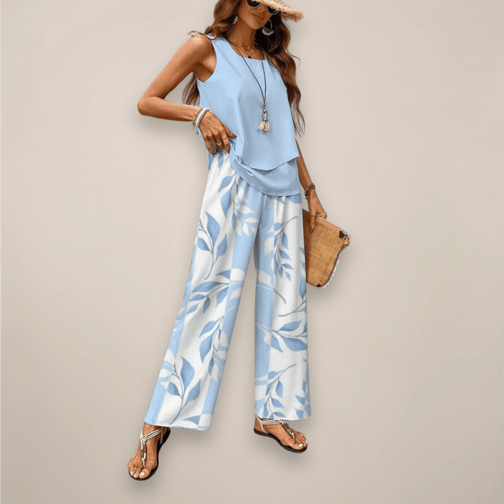 Hosenanzug Damen Sommer | Zweiteiler Top und Hose | Eleganter Twinset Relaxed Fit