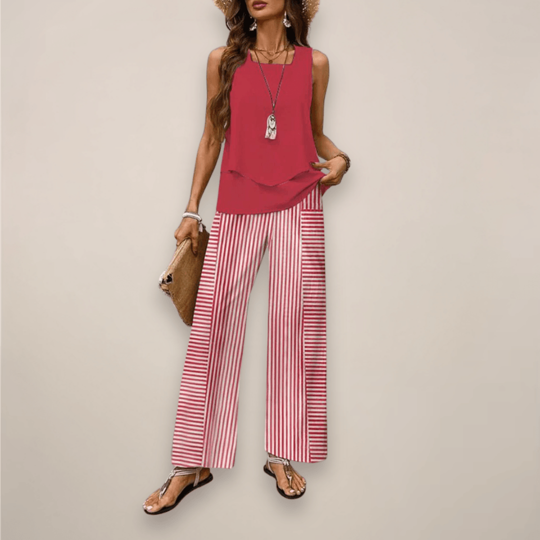Hosenanzug Damen Sommer | Zweiteiler Top und Hose | Eleganter Twinset Relaxed Fit