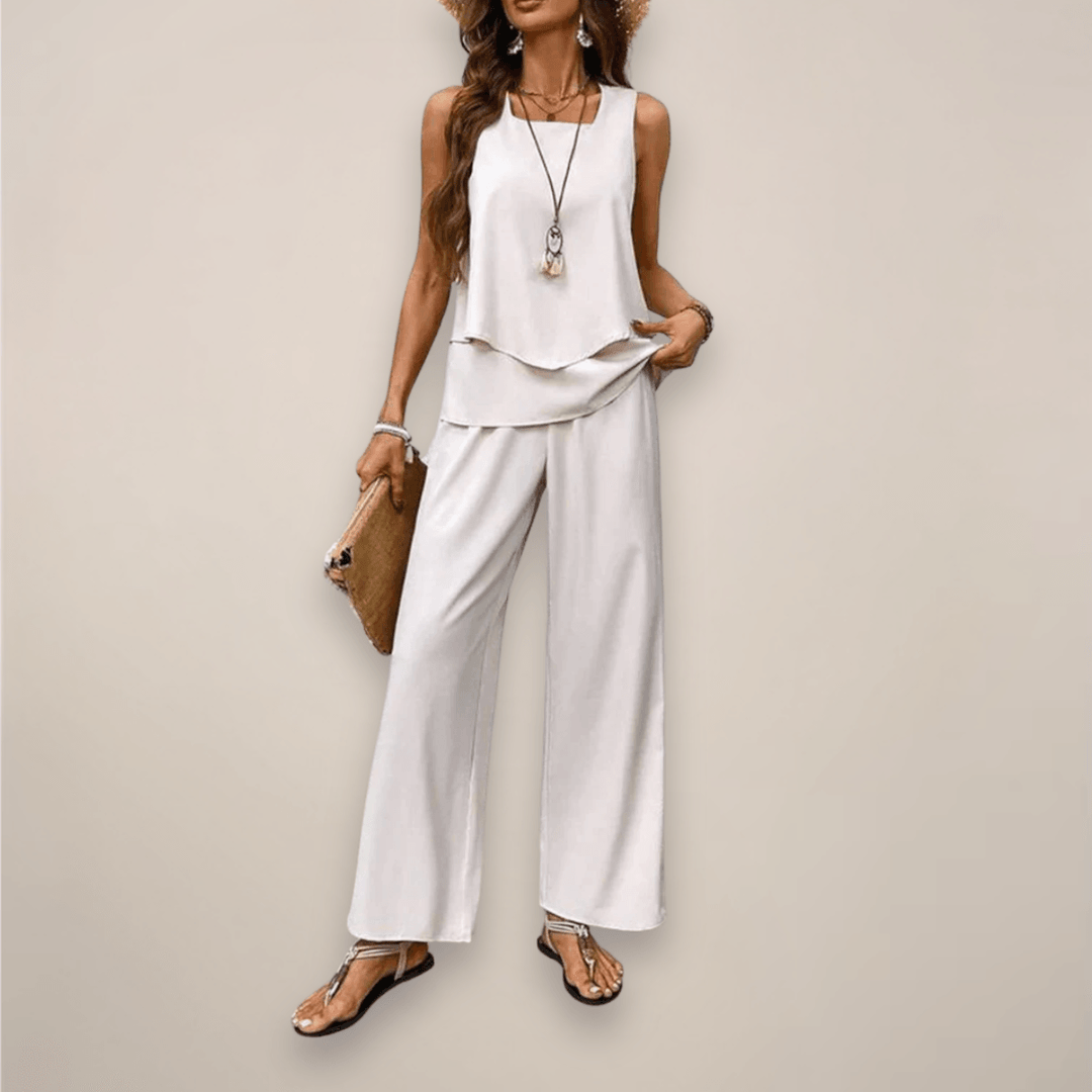 Hosenanzug Damen Sommer | Zweiteiler Top und Hose | Eleganter Twinset Relaxed Fit