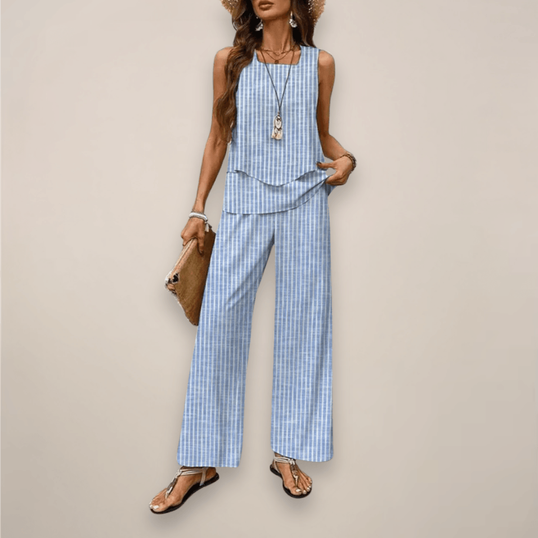 Hosenanzug Damen Sommer | Zweiteiler Top und Hose | Eleganter Twinset Relaxed Fit