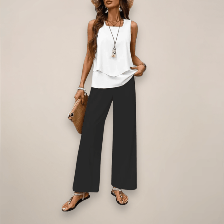 Hosenanzug Damen Sommer | Zweiteiler Top und Hose | Eleganter Twinset Relaxed Fit
