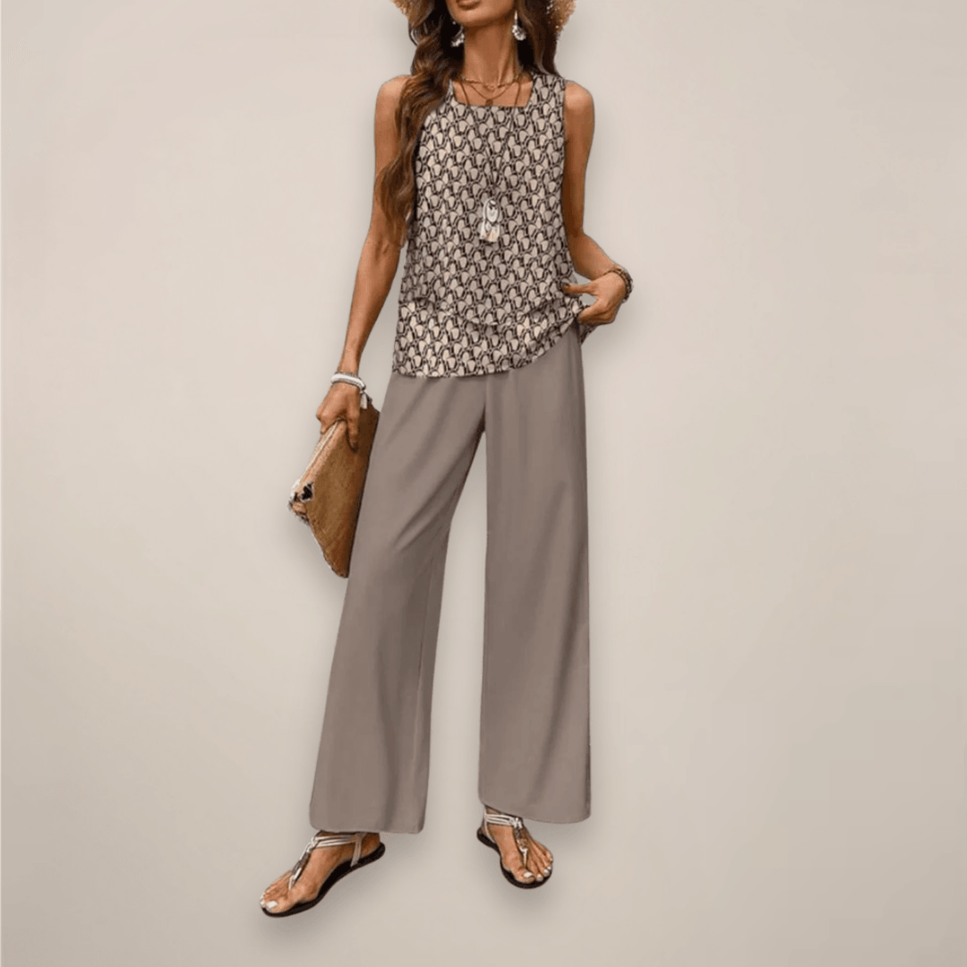 Hosenanzug Damen Sommer | Zweiteiler Top und Hose | Eleganter Twinset Relaxed Fit