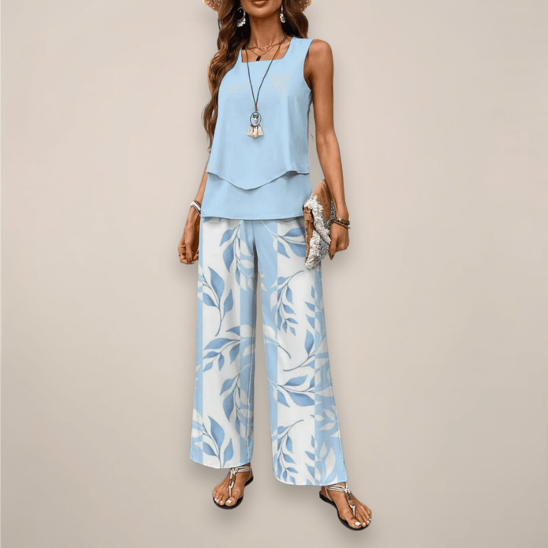 Hosenanzug Damen Sommer | Zweiteiler Top und Hose | Eleganter Twinset Relaxed Fit