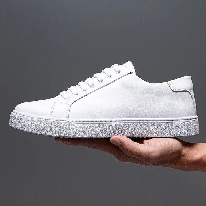 Herren Sneaker Leder Formal | Schnürung Weisse Sohle Smart | Halbschuhe Business Casual