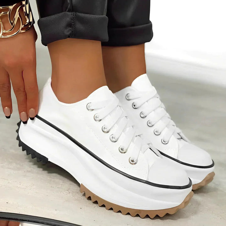Sneaker Damen Plateau Wildleder | Schnür Sneakers Low-Top | Stilvolle Freizeitschuhe Erhöht