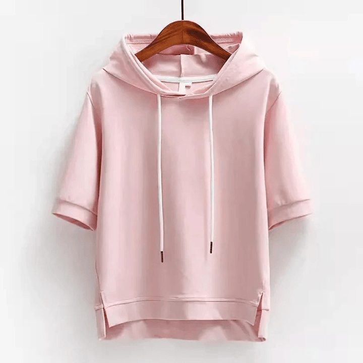 Hoodie Damen Kurzarm | Kapuze Kordelzug Sommer | Kurzarmhoodie Lässig Casual