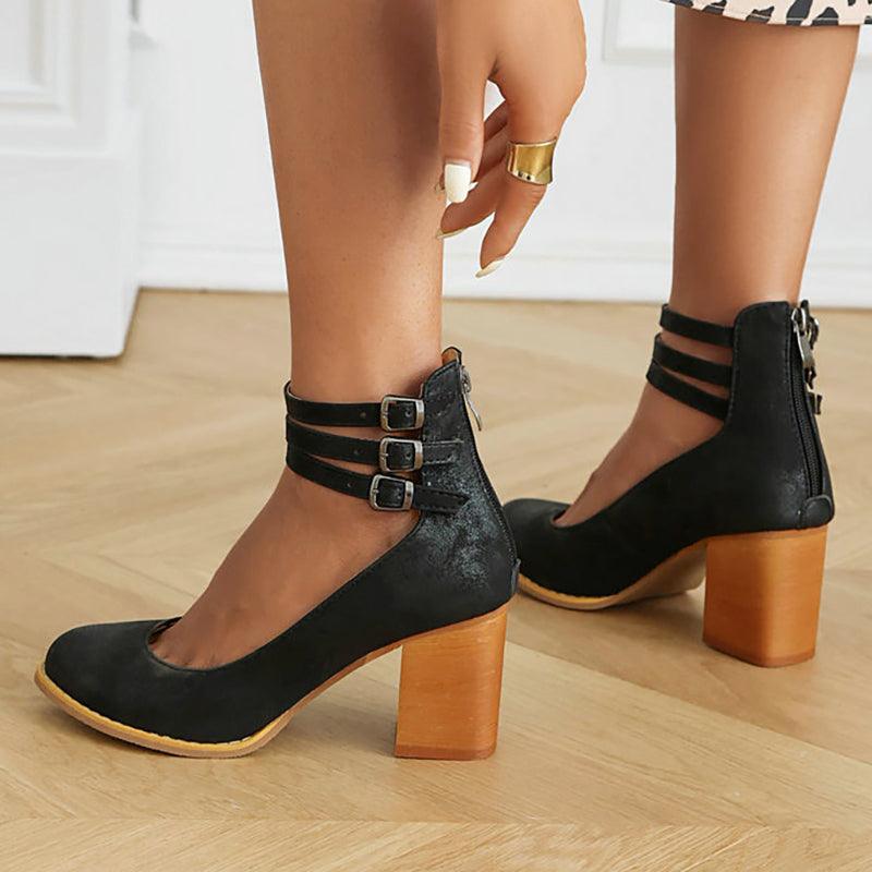 Sandalen Damen Blockabsatz | Knöchelriemen Schlicht Minimalistisch | Riemchensandalen Sommer