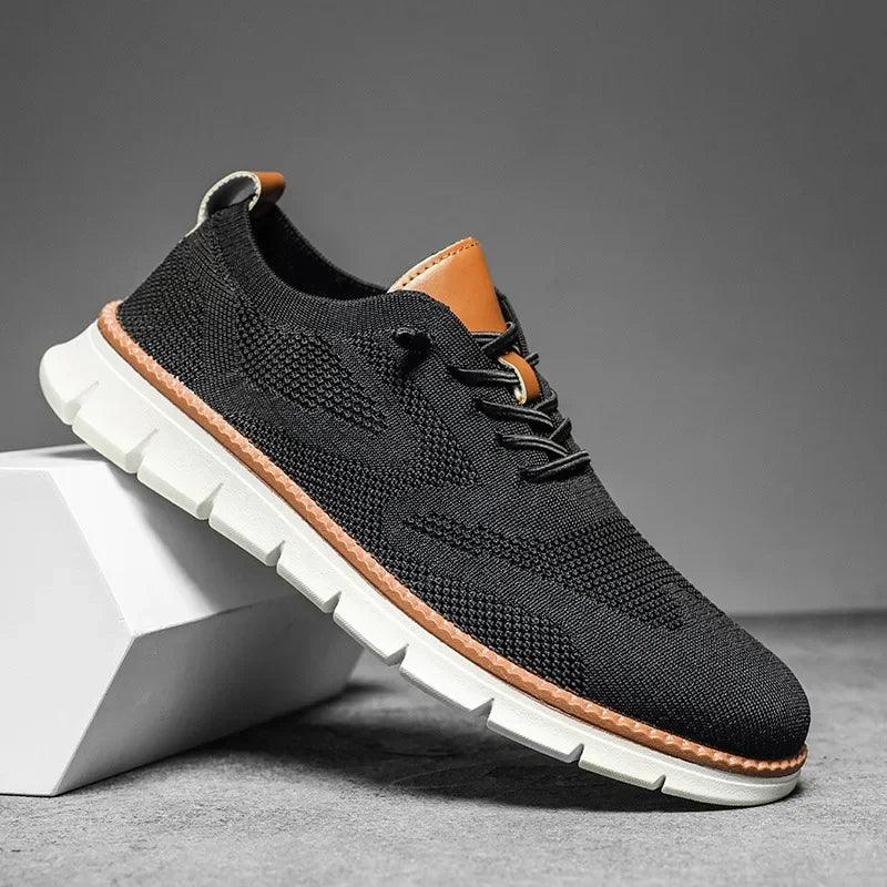 Herren Sneaker Strick Atmungsaktiv | Dicke Sohle Schnürung | Sommerschuhe Casual Leicht