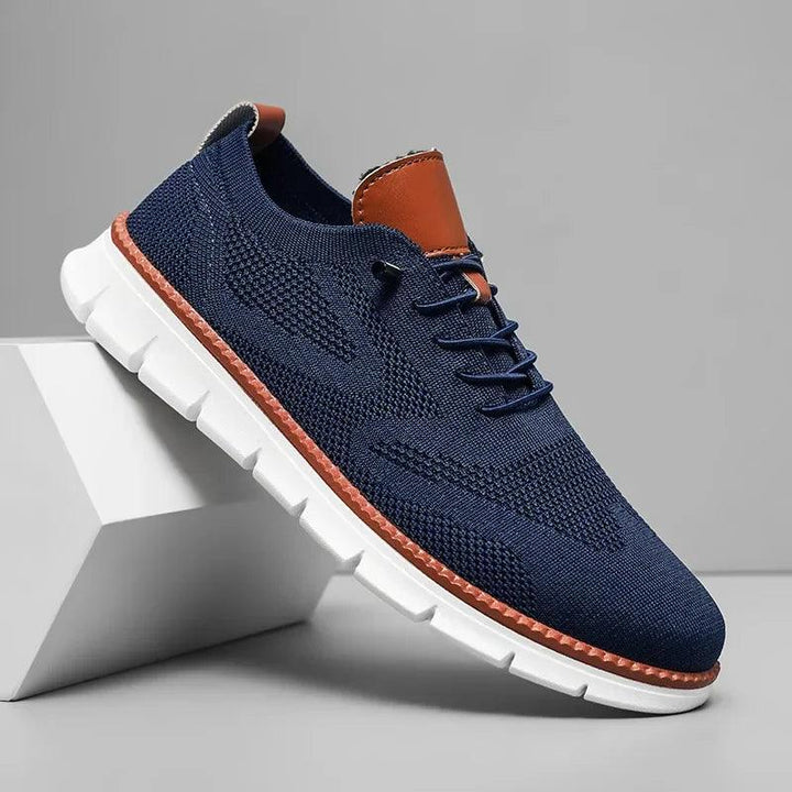 Herren Sneaker Strick Atmungsaktiv | Dicke Sohle Schnürung | Sommerschuhe Casual Leicht