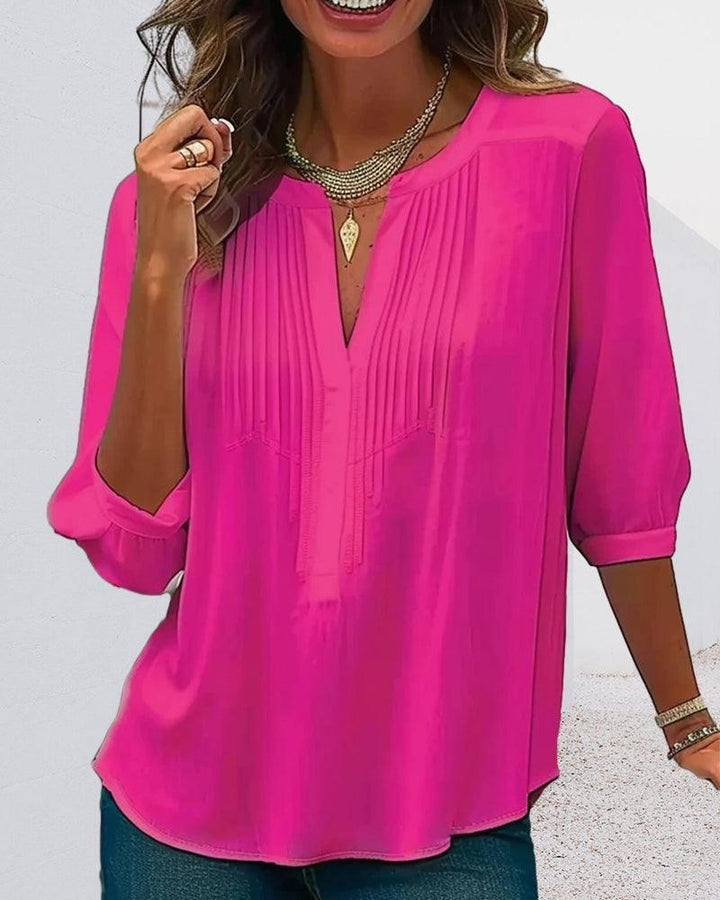 Top Damen V-Ausschnitt Gefaltet | Minimalistisch Stehkragen | Sommertop Elegant Casual