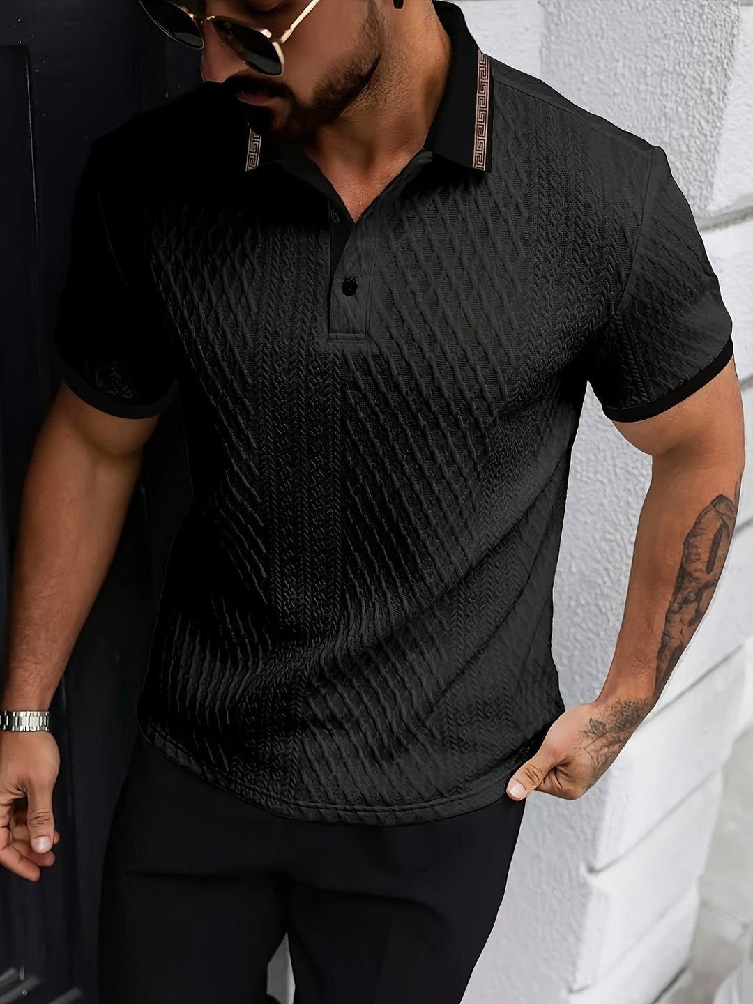 Poloshirt Herren Colorblock | Herren Polo Sommer Jacquard | Golfshirt Herren Regular Fit