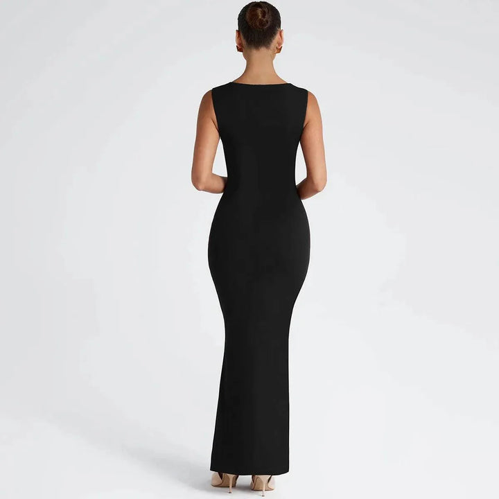 Bodycon Kleid Damen Maxi | Abendkleid Damen Eckiger Ausschnitt | Hochzeitsgast Kleid Damen Rückenausschnitt