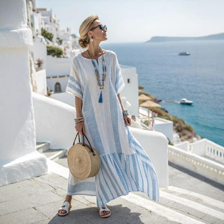 Strandkleid Damen Maxi Kaftan | Maxikleid Sommer V-Ausschnitt Boho | Sommerkleider Damen Übergross