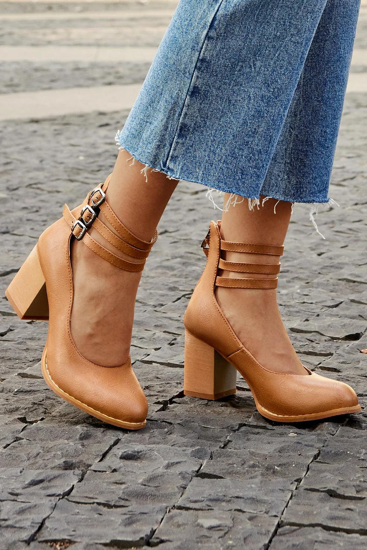 Sandalen Damen Blockabsatz | Knöchelriemen Schlicht Minimalistisch | Riemchensandalen Sommer
