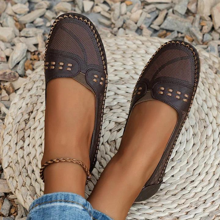 Slipper Damen Cutout | Flache Ballerinas Bequem | Sommerschuhe Ergonomisch Leicht