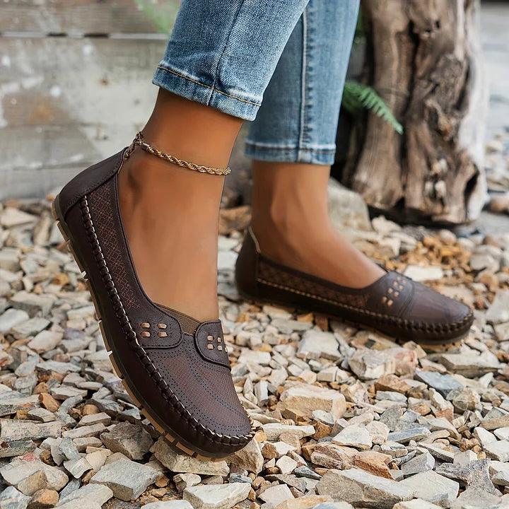 Slipper Damen Cutout | Flache Ballerinas Bequem | Sommerschuhe Ergonomisch Leicht