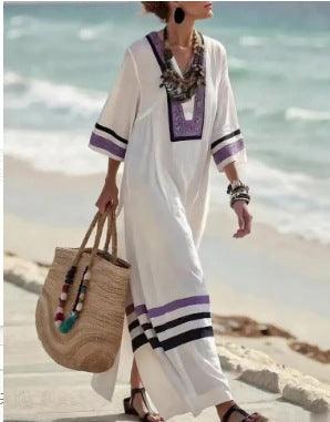 Strandkleid Damen Maxi Kaftan | Maxikleid Sommer V-Ausschnitt Boho | Sommerkleider Damen Übergross