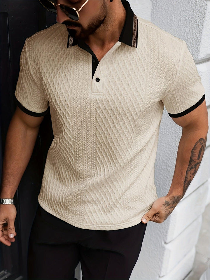 Poloshirt Herren Colorblock | Herren Polo Sommer Jacquard | Golfshirt Herren Regular Fit
