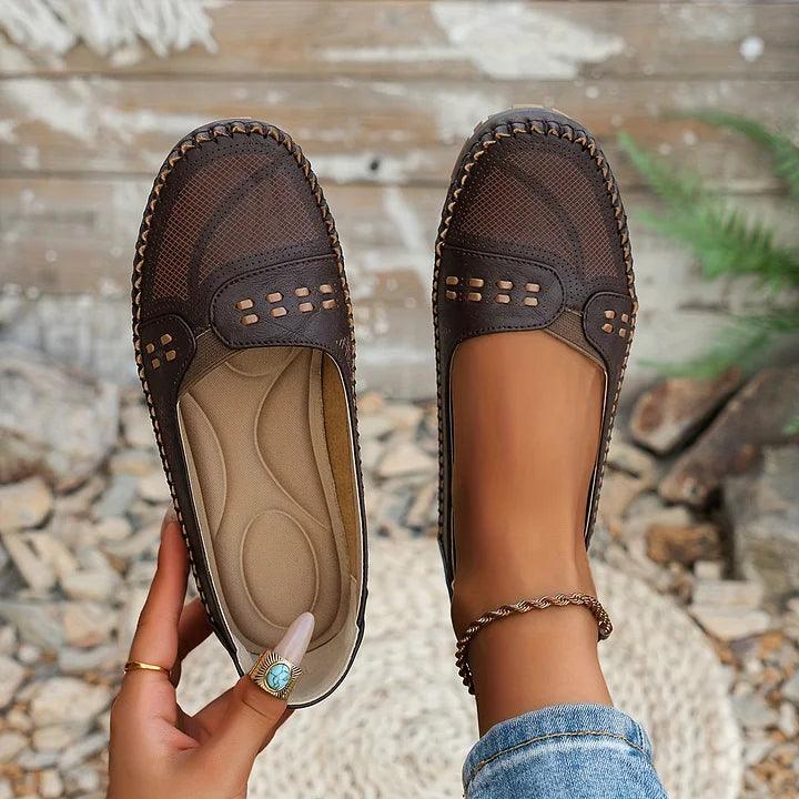 Slipper Damen Cutout | Flache Ballerinas Bequem | Sommerschuhe Ergonomisch Leicht