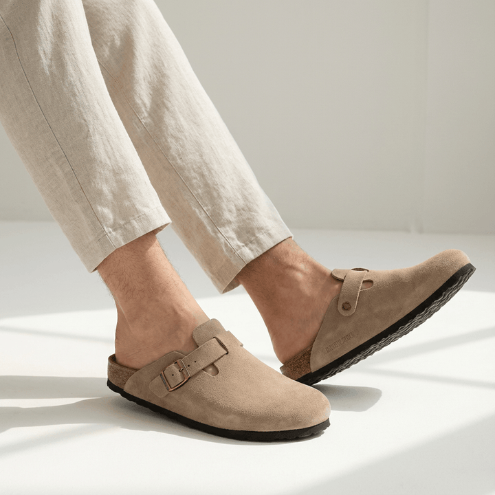 Clogs Herren Wildleder | Pantoletten mit Schnalle | Hausschuhe Herren Bequem