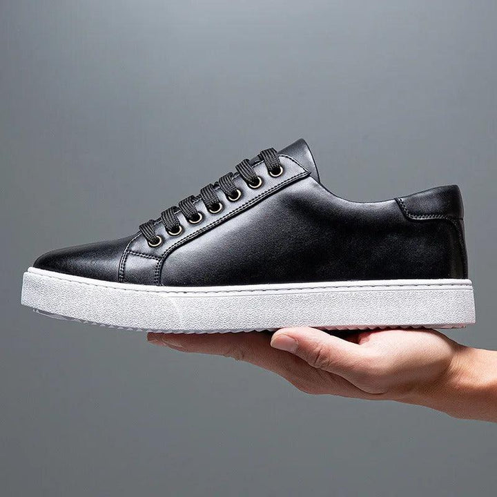 Herren Sneaker Leder Formal | Schnürung Weisse Sohle Smart | Halbschuhe Business Casual