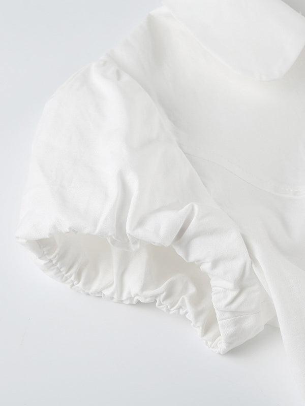 Hemd Damen Weiss Kurzarm | Umlegekragen Schlank Geschnitten | Sommerhemd Casual Elegant
