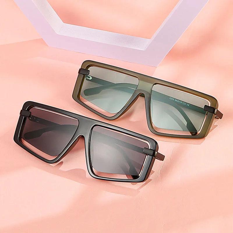 Brille Damen Übergross | Eckig Vintage UV400 Schutz | Sonnenbrille Quadratisch Retro