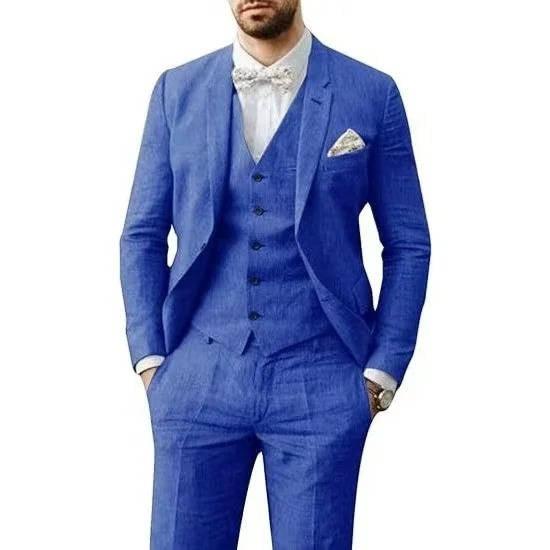 Herrenanzug Dreiteilig Sommer | Anzug Herren mit Weste | Hochzeitsanzug Herren Lässig Elegant