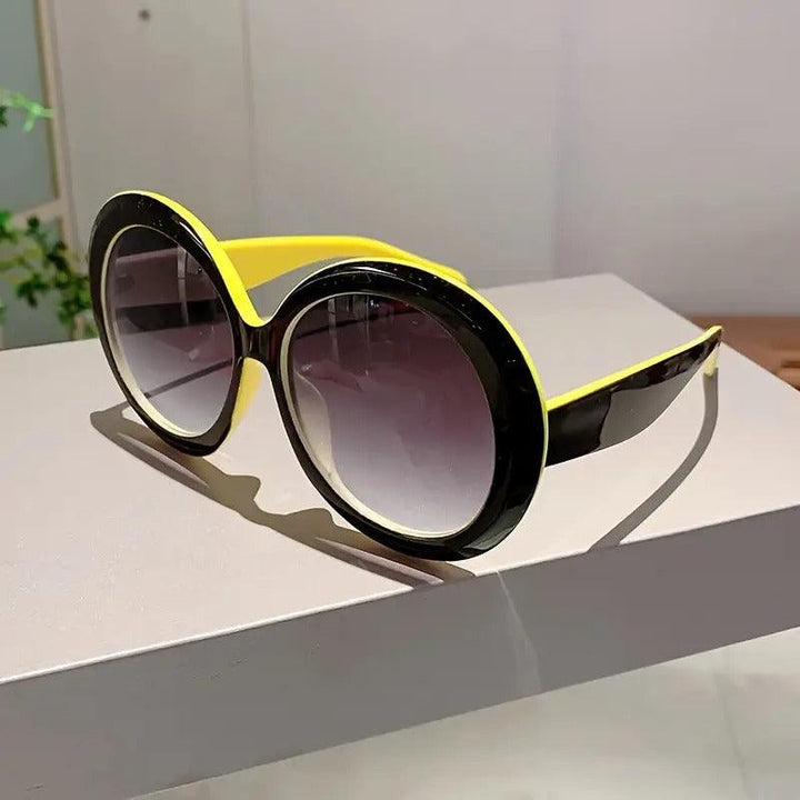 Sonnenbrille Damen Oversized Rund | Farbblock UV400 Schutz | Statement Sonnenbrille Sommer