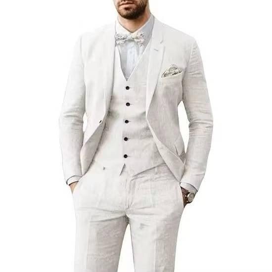 Herrenanzug Dreiteilig Sommer | Anzug Herren mit Weste | Hochzeitsanzug Herren Lässig Elegant