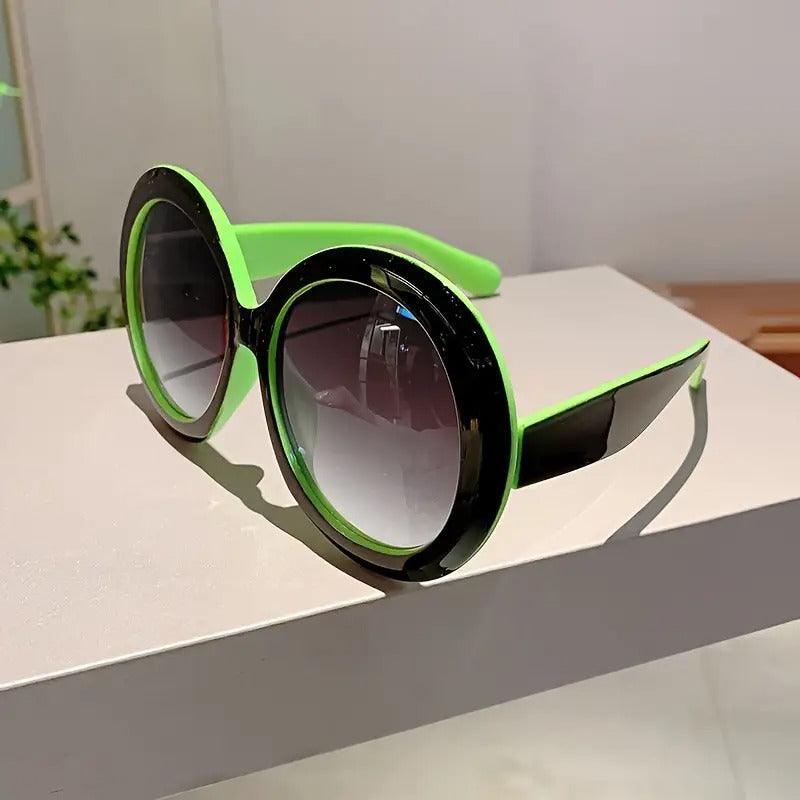 Sonnenbrille Damen Oversized Rund | Farbblock UV400 Schutz | Statement Sonnenbrille Sommer