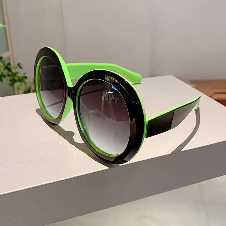 Sonnenbrille Damen Oversized Rund | Farbblock UV400 Schutz | Statement Sonnenbrille Sommer