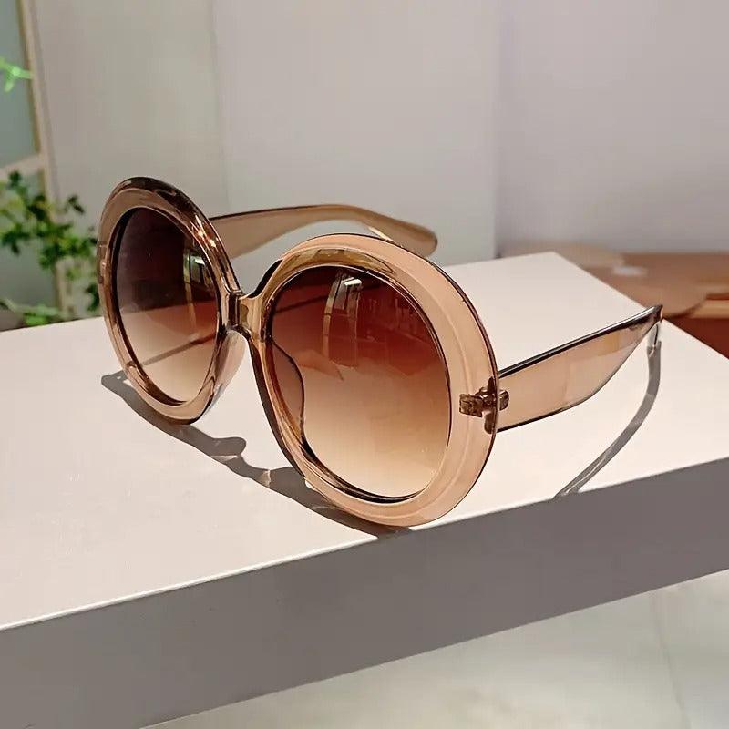 Sonnenbrille Damen Oversized Rund | Farbblock UV400 Schutz | Statement Sonnenbrille Sommer