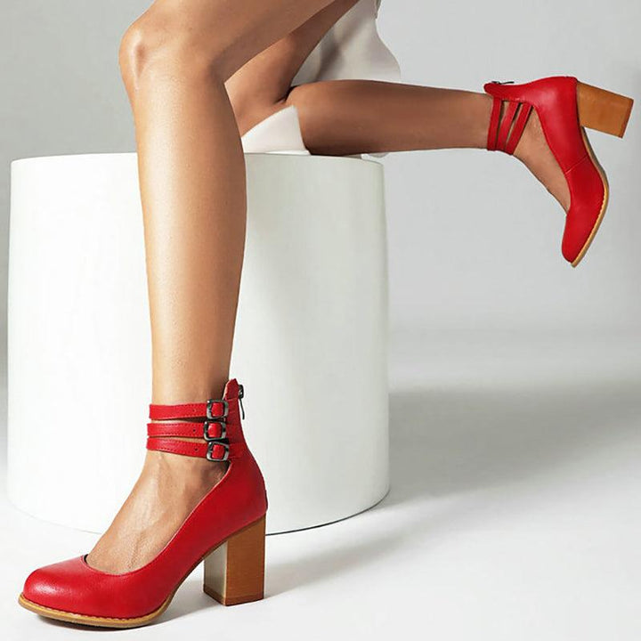Sandalen Damen Blockabsatz | Knöchelriemen Schlicht Minimalistisch | Riemchensandalen Sommer