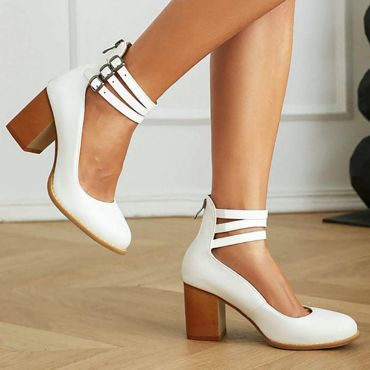Sandalen Damen Blockabsatz | Knöchelriemen Schlicht Minimalistisch | Riemchensandalen Sommer