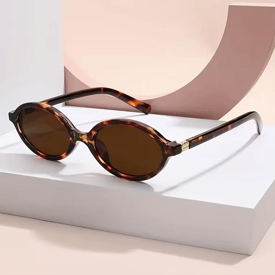 Sonnenbrille Damen Oval Retro | Acetat Gold Akzente UV400 | Vintage Modern Sommer