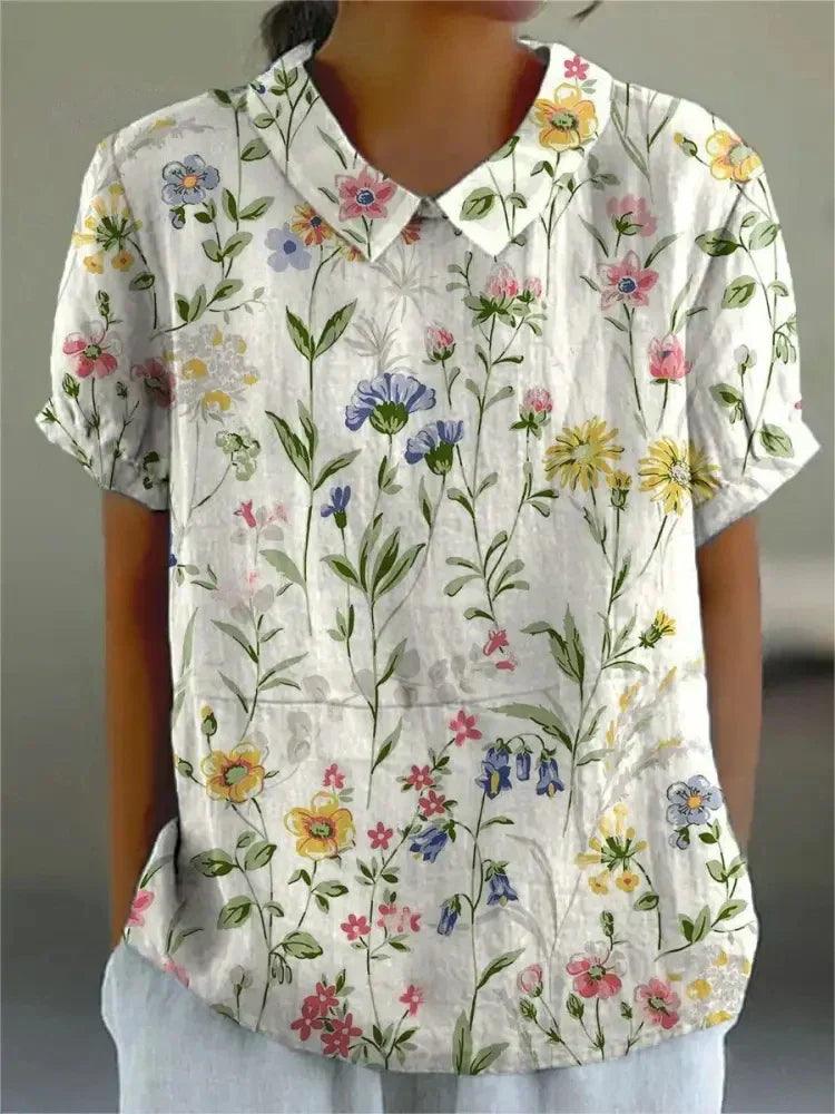 Blumenbluse Damen Leicht | Sommerbluse Feminin | Lässige Blusenbluse Floral
