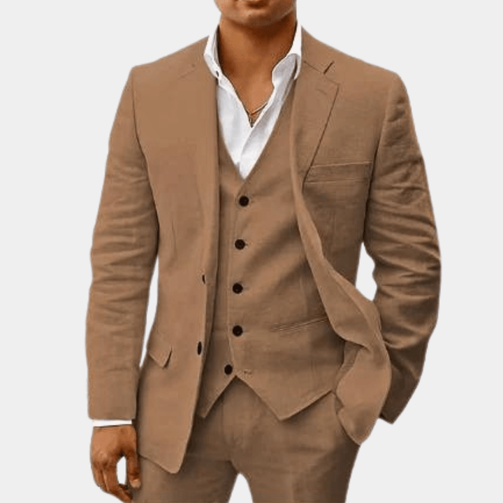 Anzug Herren Dreiteilig Hochzeit | Männer Sommeranzug mit Weste | Hochzeitsanzug Strand Elegant