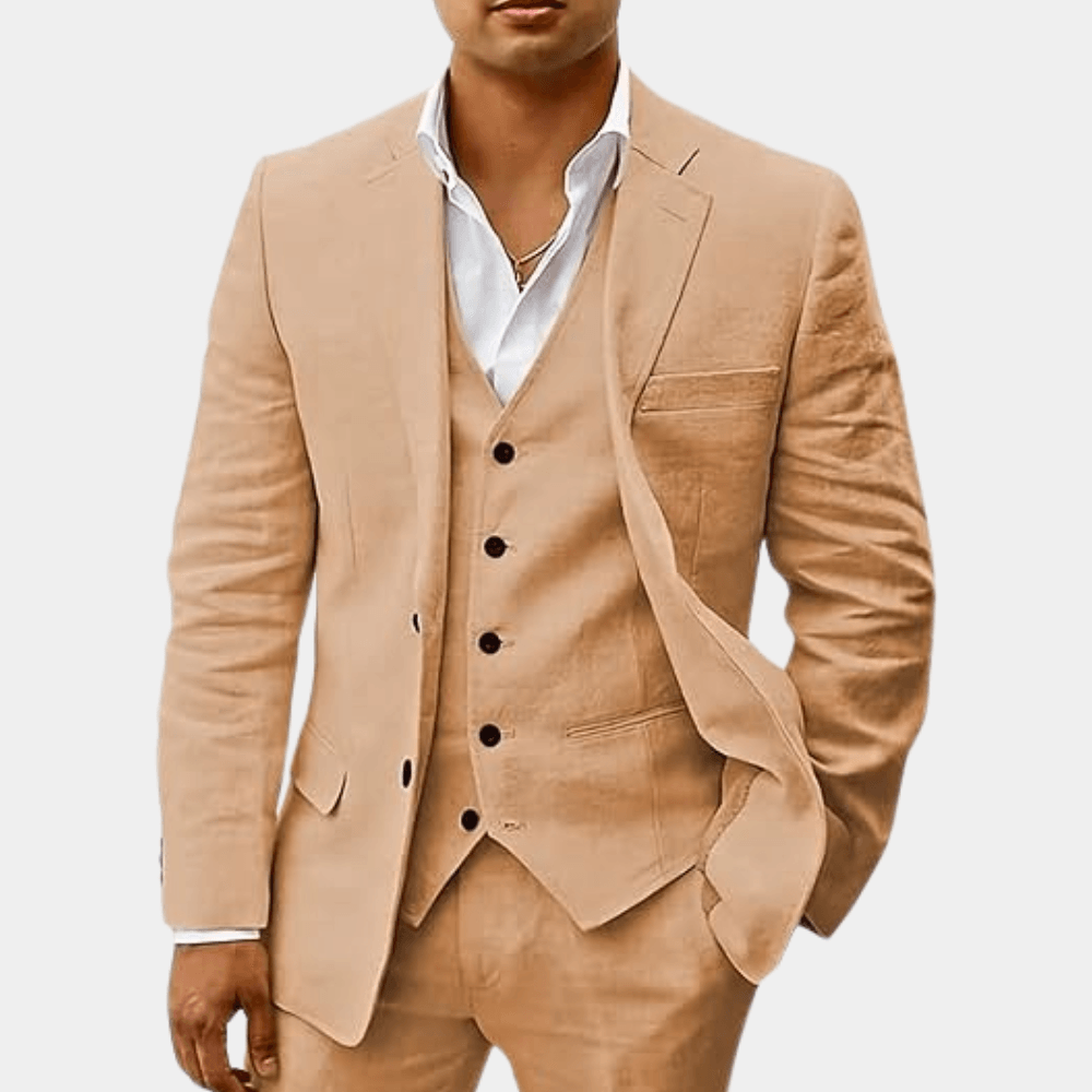 Anzug Herren Dreiteilig Hochzeit | Männer Sommeranzug mit Weste | Hochzeitsanzug Strand Elegant