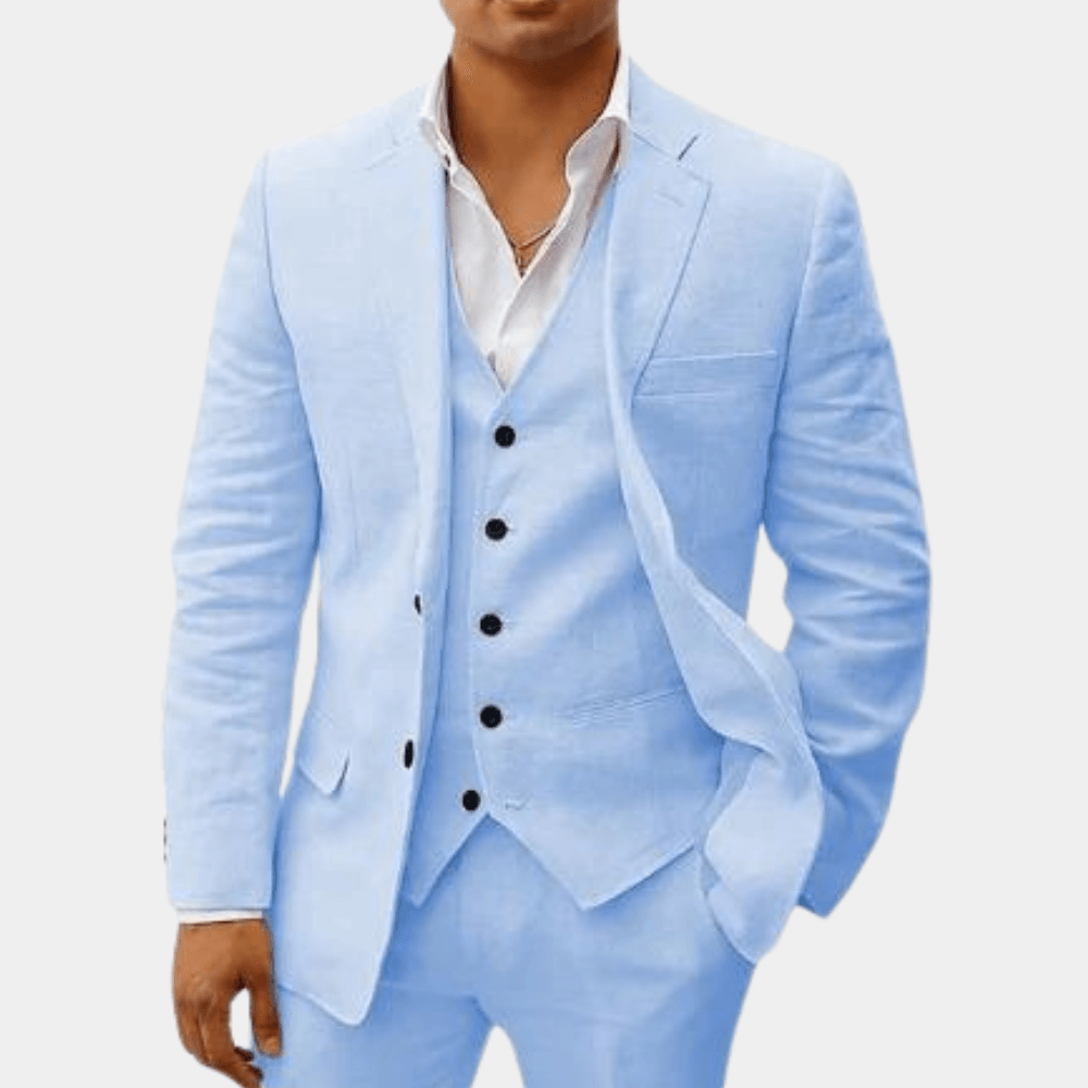 Anzug Herren Dreiteilig Hochzeit | Männer Sommeranzug mit Weste | Hochzeitsanzug Strand Elegant