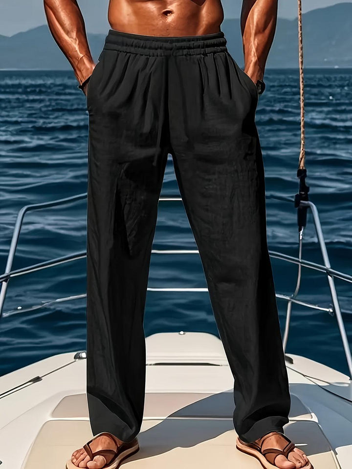 Leinenhose Herren Locker Kordelzug | Sommerhose Herren Baumwolle Leinen | Herrenhose Strand Leicht