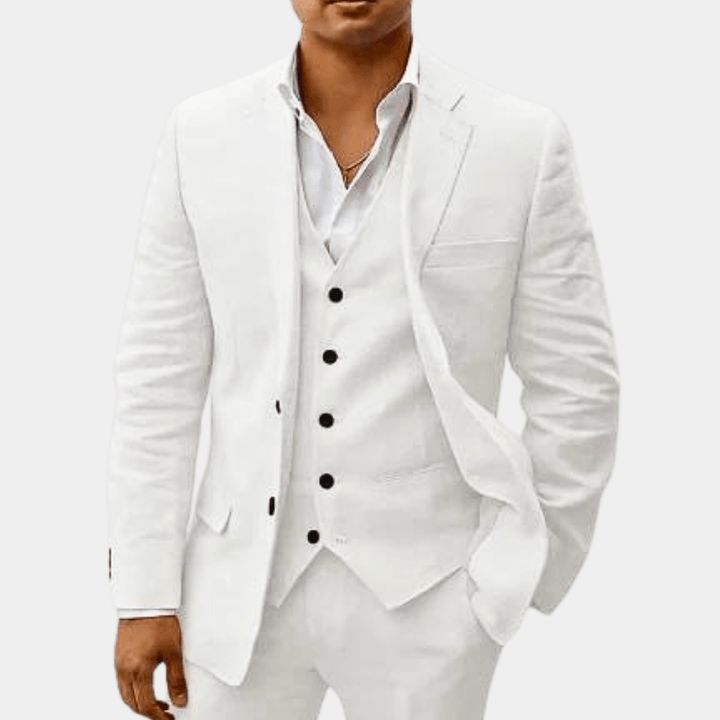 Anzug Herren Dreiteilig Hochzeit | Männer Sommeranzug mit Weste | Hochzeitsanzug Strand Elegant