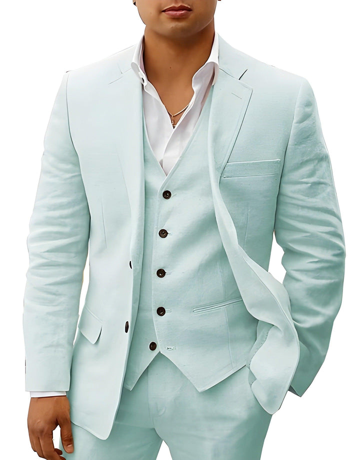 Anzug Herren Dreiteilig Hochzeit | Männer Sommeranzug mit Weste | Hochzeitsanzug Strand Elegant