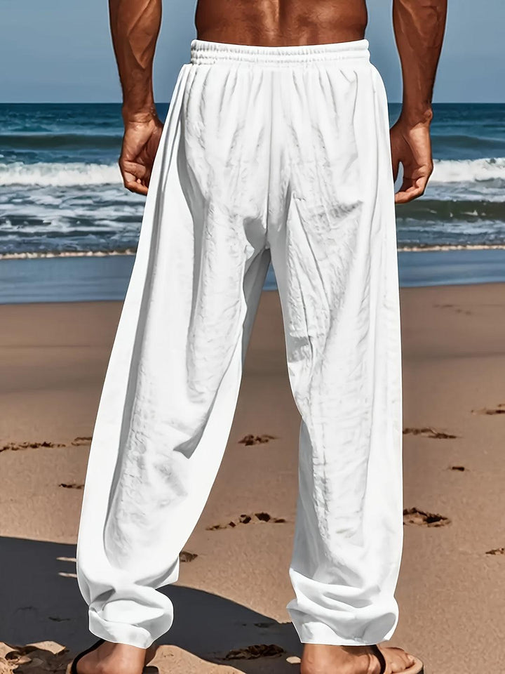 Leinenhose Herren Locker Kordelzug | Sommerhose Herren Baumwolle Leinen | Herrenhose Strand Leicht