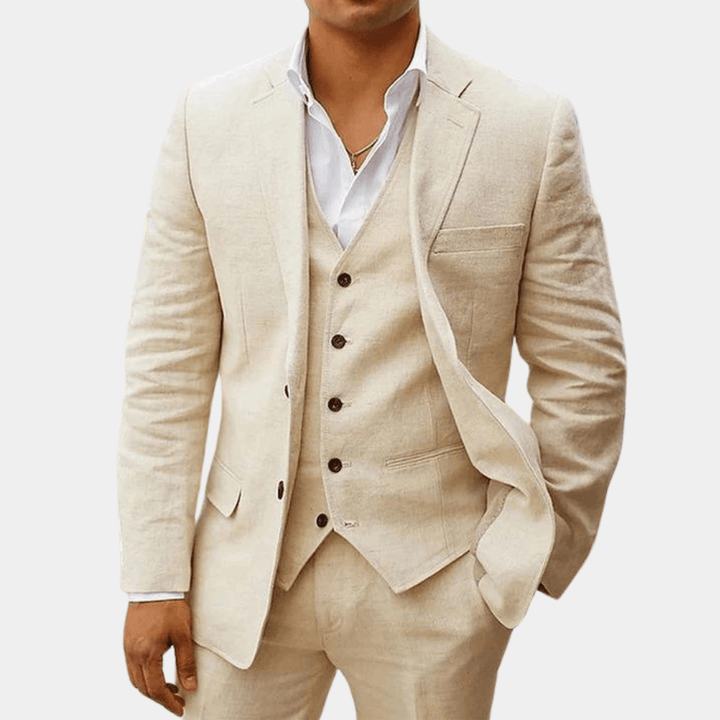 Anzug Herren Dreiteilig Hochzeit | Männer Sommeranzug mit Weste | Hochzeitsanzug Strand Elegant