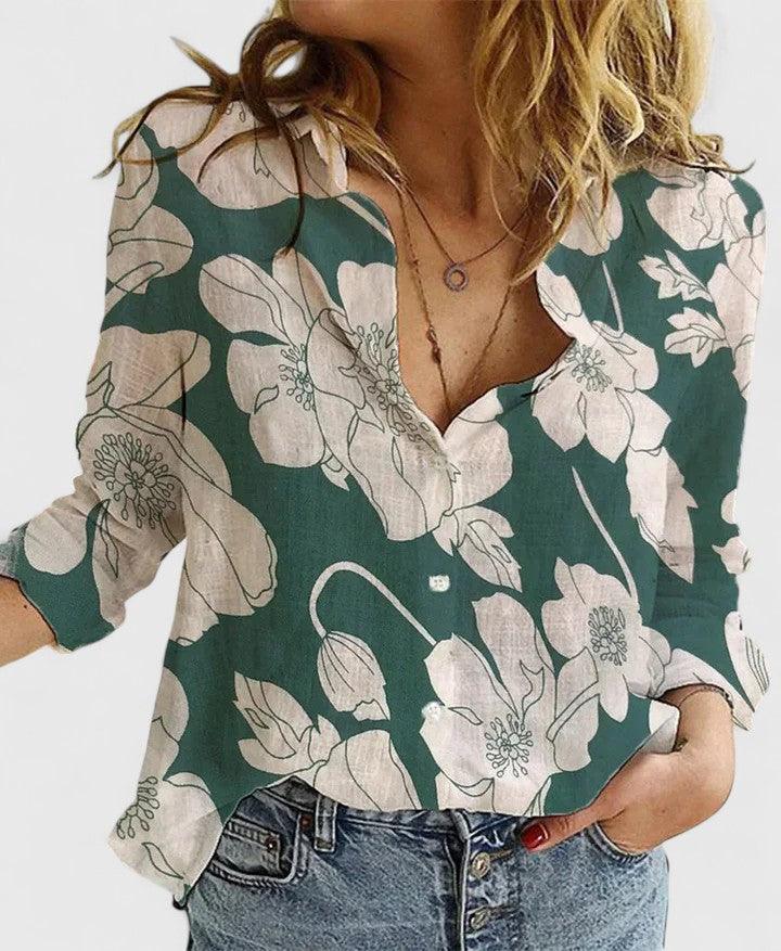 Blusenhemd Damen Leinen | Hemdbluse Damen Knopfleiste | Leinenbluse Damen Revers