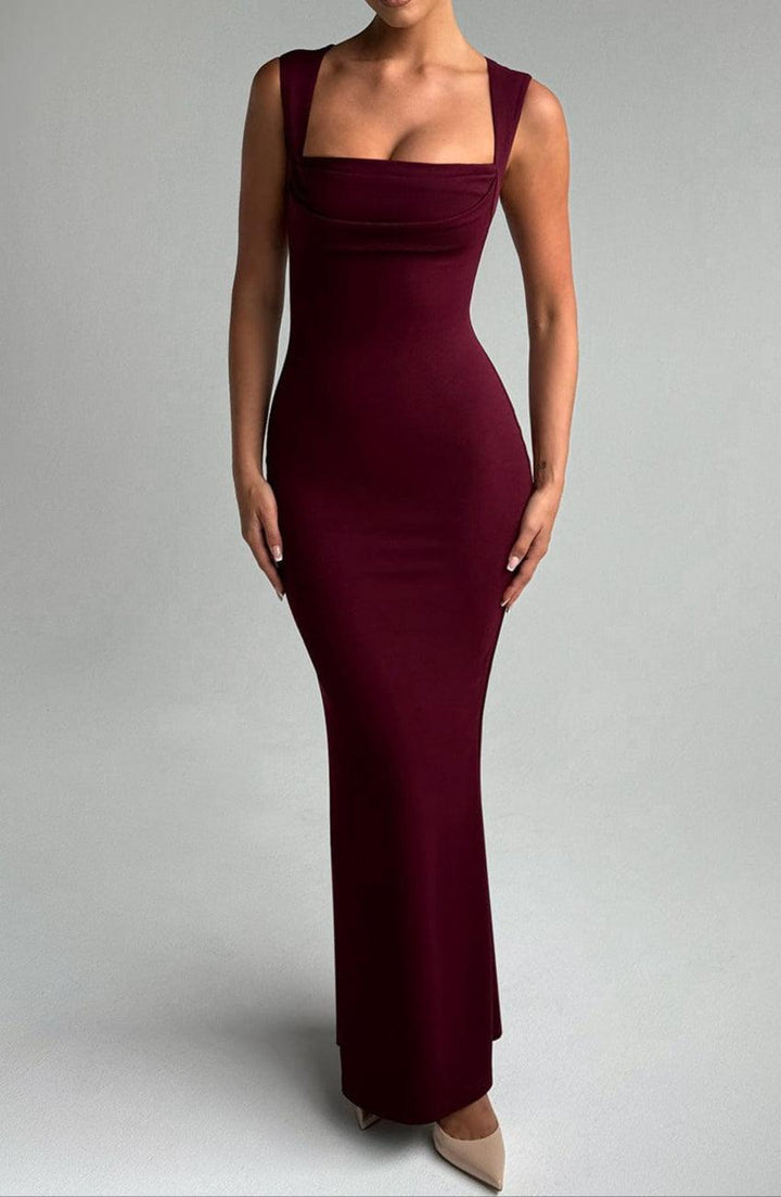 Bodycon Kleid Damen Maxi | Abendkleid Damen Eckiger Ausschnitt | Hochzeitsgast Kleid Damen Rückenausschnitt