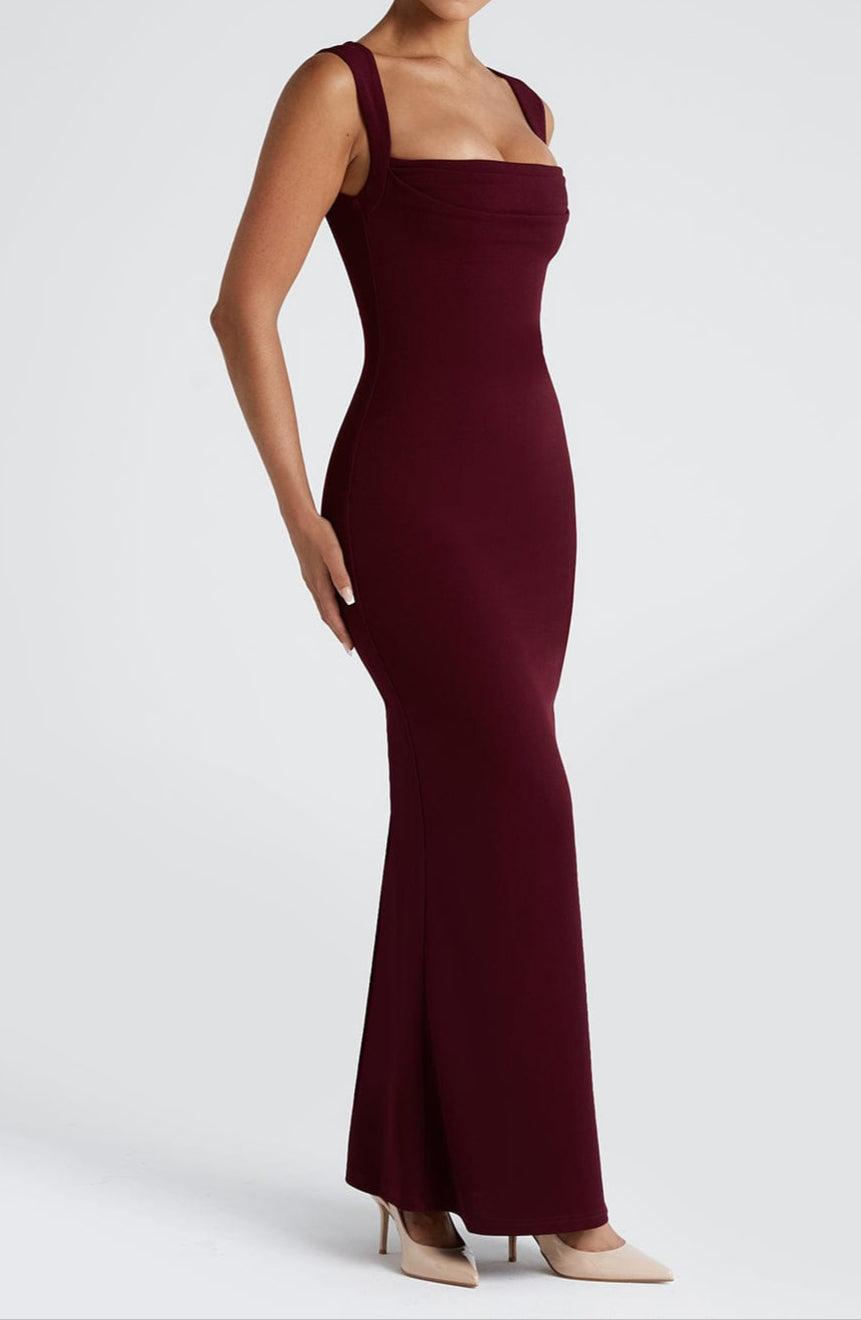 Bodycon Kleid Damen Maxi | Abendkleid Damen Eckiger Ausschnitt | Hochzeitsgast Kleid Damen Rückenausschnitt
